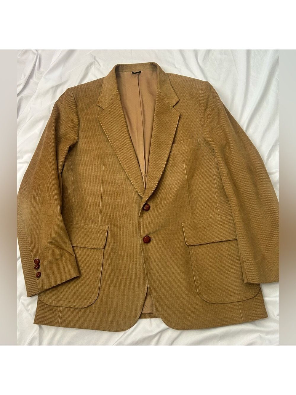 VTG Sears The Corduroy Collection Camel Brown Mens 2 Button Blazer Jacket Sz 44